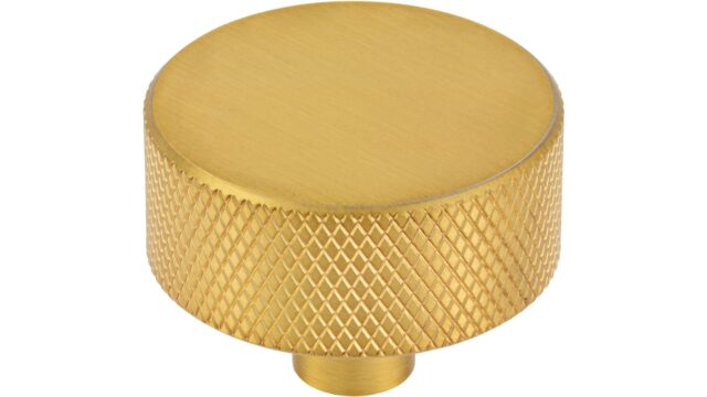 Knopf Threesixty Aluminium gold matt gebürstet - 33 mm lang  vor weißem Hintergrund