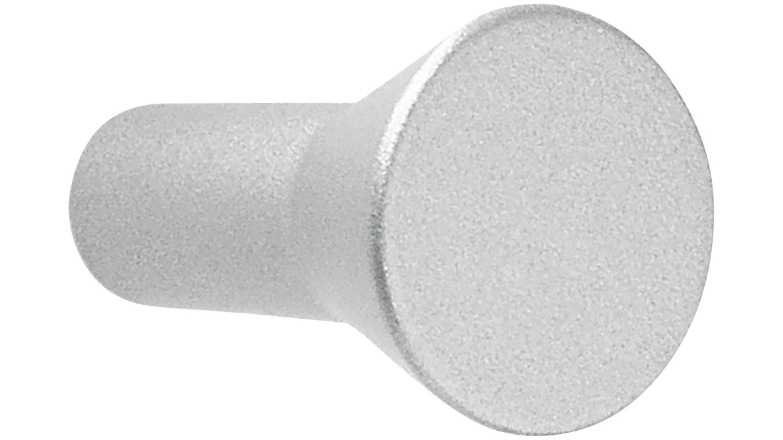 Knopf Versmold Druckguss alufarbig pulverbeschichtet - 15 mm lang  vor weißem Hintergrund