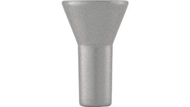 Knopf Versmold Druckguss alufarbig pulverbeschichtet - 15 mm lang  vor weißem Hintergrund