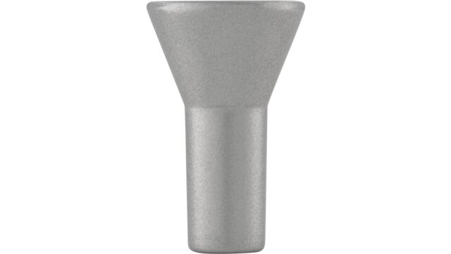 Knopf Versmold Druckguss alufarbig pulverbeschichtet - 15 mm lang  vor weißem Hintergrund