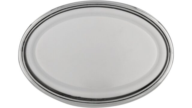 Knopf Wadern Druckguss - Kunststoff chrom glänzend weiß - 32 mm lang  vor weißem Hintergrund