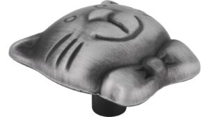 Knopf Weißenburg Druckguss altzinnfarbig gebürstet - 36 mm lang  vor weißem Hintergrund