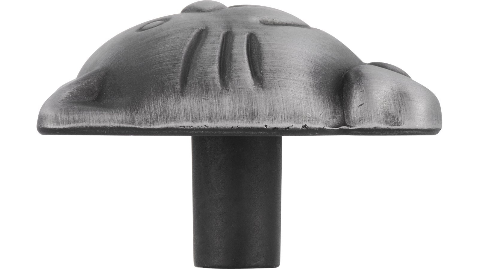 Knopf Weißenburg Druckguss altzinnfarbig gebürstet - 36 mm lang  vor weißem Hintergrund