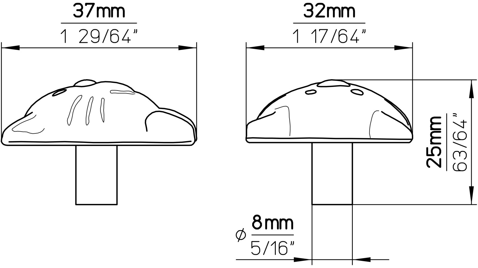 Knopf Weißenburg Druckguss altzinnfarbig gebürstet - 36 mm lang  vor weißem Hintergrund