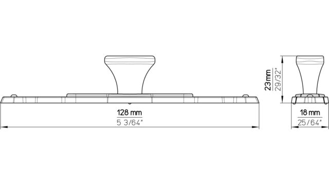 Knopf + Unterlage Bruchköbel Druckguss altmessing brüniert gebürstet - 127 mm lang  vor weißem Hintergrund