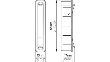 Muschel Burbach Druckguss chrom glänzend - 66 mm lang  vor weißem Hintergrund