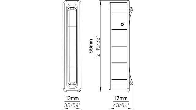 Muschel Burbach Druckguss chrom glänzend - 66 mm lang  vor weißem Hintergrund