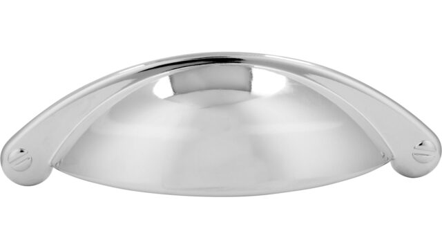 Muschel Gerlingen Druckguss chrom glänzend - 104 mm lang  vor weißem Hintergrund