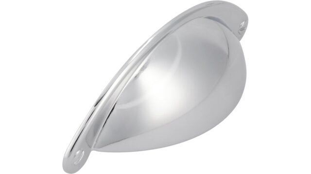 Muschel Gerlingen Druckguss chrom glänzend - 104 mm lang  vor weißem Hintergrund
