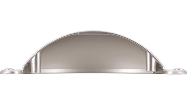 Muschel Gerlingen Druckguss edelstahleffekt - 104 mm lang  vor weißem Hintergrund
