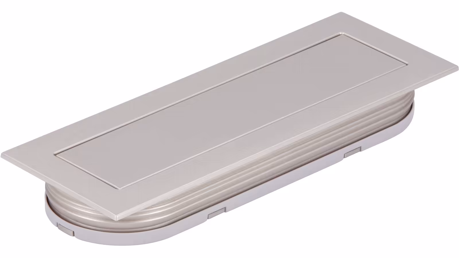 Muschel Gevelsberg Kunststoff metallisiert nickel - 140 mm lang  vor weißem Hintergrund