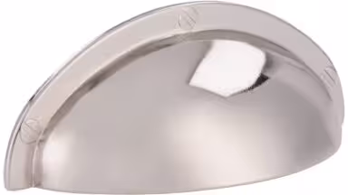 Muschel Horn-Bad-Meinberg Druckguss nickel glänzend - 85 mm lang vor weißem Hintergrund