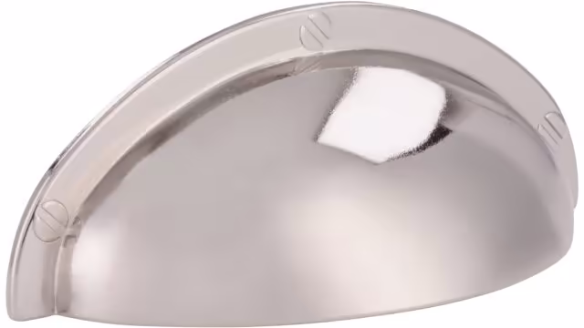 Muschel Horn-Bad-Meinberg Druckguss nickel glänzend - 85 mm lang  vor weißem Hintergrund