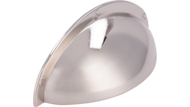 Muschel Horn-Bad-Meinberg Druckguss nickel glänzend - 85 mm lang  vor weißem Hintergrund