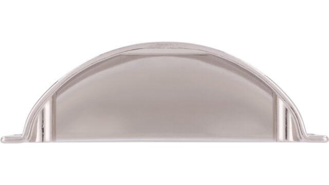 Muschel Horn-Bad-Meinberg Druckguss nickel glänzend - 85 mm lang  vor weißem Hintergrund