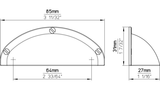 Muschel Horn-Bad-Meinberg Druckguss nickel glänzend - 85 mm lang  vor weißem Hintergrund