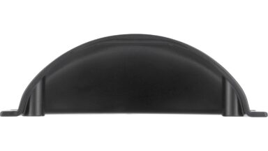 Muschel Horn-Bad-Meinberg Druckguss schwarz matt pulverbeschichtet - 85 mm lang  vor weißem Hintergrund