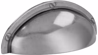 Muschel Horn-Bad-Meinberg Druckguss altsilberfarbig - 85 mm lang vor weißem Hintergrund