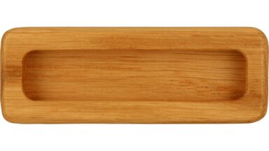 Muschel Kall Holz eiche natur lackiert - 110 mm lang  vor weißem Hintergrund