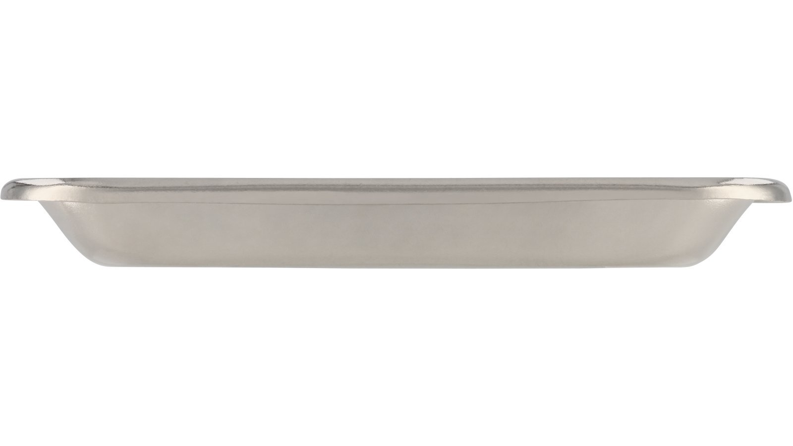 Muschel Langen Stahl alufarbig pulverbeschichtet nickel glänzend - 76 mm lang  vor weißem Hintergrund