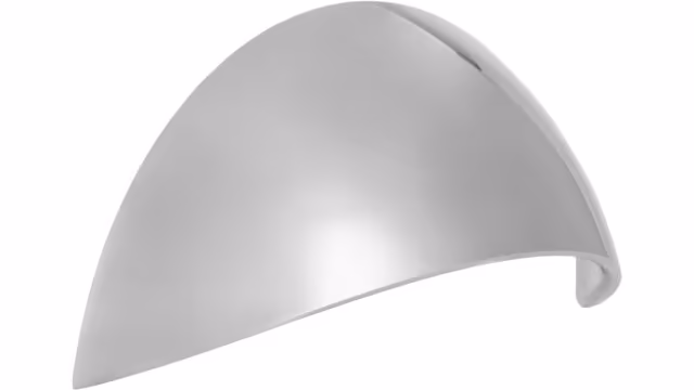 Muschel Losheim Druckguss chrom glänzend - 119 mm lang vor weißem Hintergrund