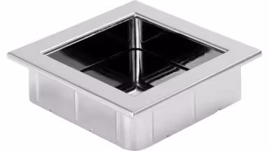 Muschel Ober-Ramstadt Druckguss - Stahl chrom glänzend - 56 mm lang vor weißem Hintergrund