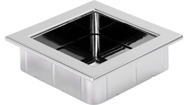 Muschel Ober-Ramstadt Druckguss - Stahl chrom glänzend - 56 mm lang  vor weißem Hintergrund