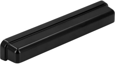 Muschelgriff Ostbevern Druckguss schwarz matt pulverbeschichtet - 174 mm lang vor weißem Hintergrund