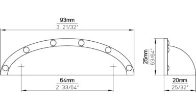 Muschel Rastatt Druckguss chrom glänzend - 93 mm lang  vor weißem Hintergrund
