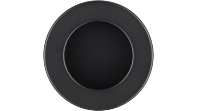 Muschel Riegelsberg Druckguss - Stahl schwarz matt pulverbeschichtet - 40 mm lang  vor weißem Hintergrund