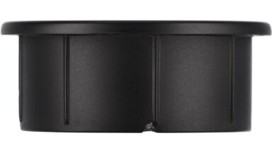 Muschel Riegelsberg Druckguss - Stahl schwarz matt pulverbeschichtet - 40 mm lang  vor weißem Hintergrund