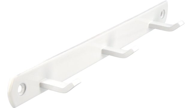 Schlüsselleiste Geesthacht Aluminium reinweiß pulverbeschichtet - 200 mm lang  vor weißem Hintergrund