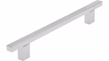Stangengriff Ascheberg Aluminium chrom glänzend - 218 mm lang  vor weißem Hintergrund