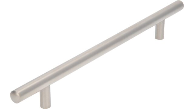Stangengriff Bruchsal Stahl matt vernickelt - 272 mm lang vor weißem Hintergrund