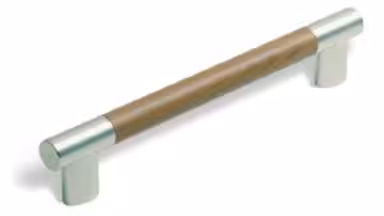 Stangengriff Kerpen Kunststoff holzeffekt kirschfarbig metallisiert nickel matt - 154 mm lang  vor weißem Hintergrund