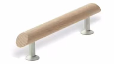 Stangengriff Kirchheim Holz - Druckguss buche roh chrom matt - 104 mm lang  vor weißem Hintergrund