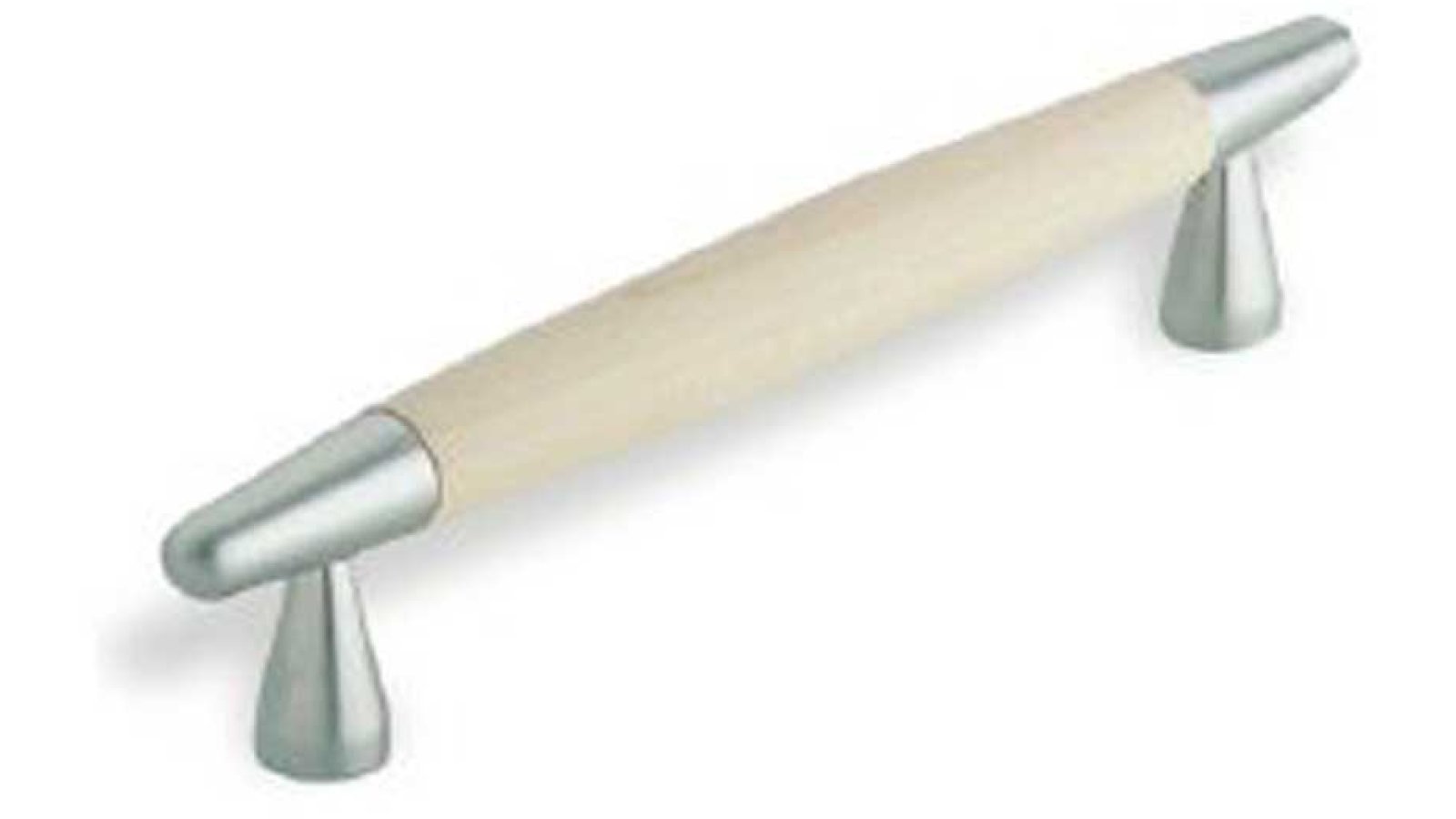 Stangengriff München Holz - Druckguss ahorn roh chrom matt - 230 mm lang  vor weißem Hintergrund
