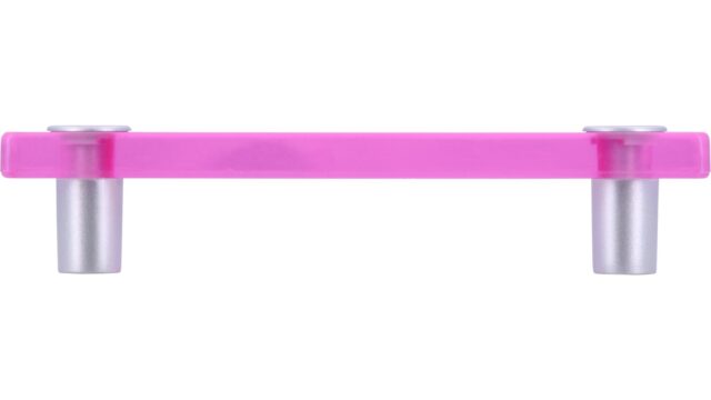 Stangengriff Penig Kunststoff glaseffekt pink metallisiert weißaluminium - 126 mm lang  vor weißem Hintergrund