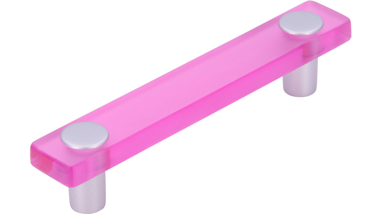 Stangengriff Penig Kunststoff glaseffekt pink metallisiert weißaluminium - 126 mm lang  vor weißem Hintergrund