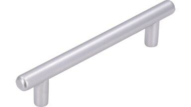Stangengriff Wasserburg Kunststoff metallisiert chrom - 130 mm lang  vor weißem Hintergrund