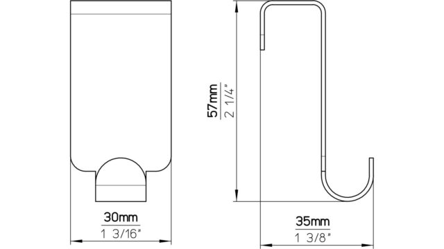 Türgarderobe Bürstadt Stahl chrom glänzend 5 stück - 60 mm lang  vor weißem Hintergrund