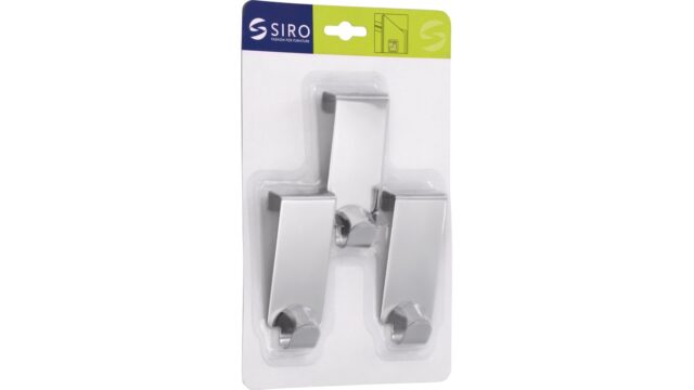 Türgarderobe Bürstadt Stahl chrom glänzend 3 stück - 99 mm lang  vor weißem Hintergrund