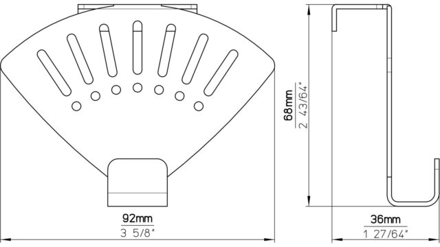 Türgarderobe Eschenburg Stahl chrom glänzend - 92 mm lang  vor weißem Hintergrund