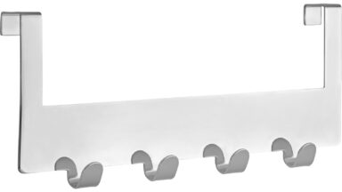 Türgarderobe Kleinmachnow Stahl chrom glänzend - 255 mm lang  vor weißem Hintergrund
