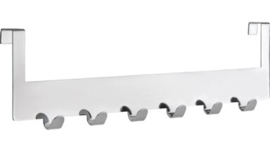 Türgarderobe Kleinmachnow Stahl chrom glänzend - 375 mm lang  vor weißem Hintergrund