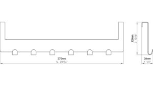 Türgarderobe Kleinmachnow Stahl matt vernickelt - 375 mm lang  vor weißem Hintergrund