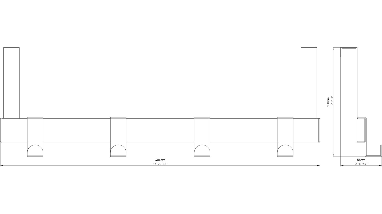 Türgarderobe Olching Stahl chrom glänzend - 404 mm lang  vor weißem Hintergrund