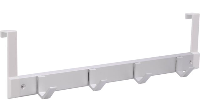 Türgarderobe Wangerland Aluminium - Kunststoff silber natur matt weiß - 486 mm lang  vor weißem Hintergrund