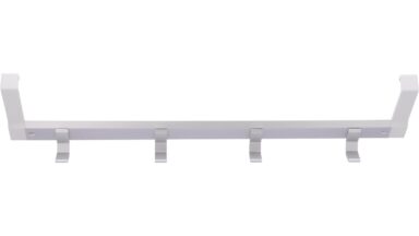 Türgarderobe Wangerland Aluminium - Kunststoff silber natur matt weiß - 486 mm lang  vor weißem Hintergrund