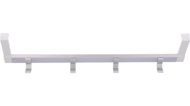 Türgarderobe Wangerland Aluminium - Kunststoff silber natur matt weiß - 486 mm lang  vor weißem Hintergrund